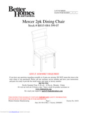 Better Homes and Gardens Mercer 2pk Dining Chair Instruction Manual