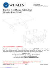 Whalen Braxton 7-pc Dining Set Instruction Manual