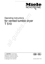 Miele Novotronic T 510 Operating Instructions Manual