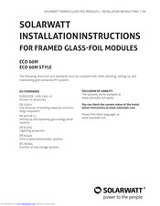 SOLARWATT BLACK 60M STYLE Installation Instructions Manual
