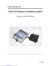 Cellular Specialties 110 Operation And Users Manual