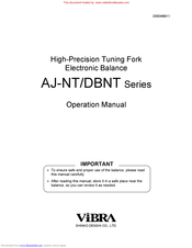 Vibra AJ-NT/DBNT Series Operation Manual