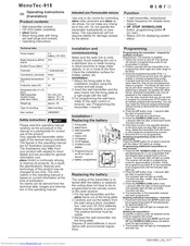 elero MonoTec-915 Operating Instructions