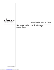 Dacor Heritage Induction Pro Range Installation Instructions Manual