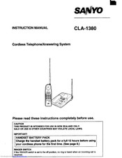 Sanyo CLA-1380 Instruction Manual