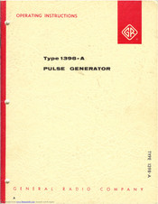 GENERAL RADIO COMPANY 1398-A Operating Instructions Manual