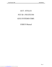 Genius KYE Systems Easy Pen pro USB User Manual