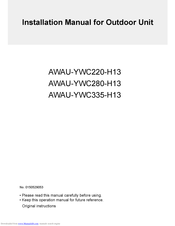 Airwell AWAU-YWC220-H13 Installation Manual