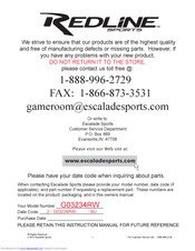 Redline Sport G03234RW Instruction Manual