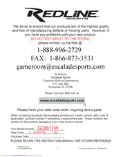 Redline Sport G03617W Instruction Manual