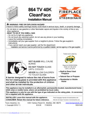 FireplaceXtrordinair 864 TV 40K CleanFace Installation Manual
