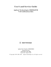 Agilent Technologies 85038 Series User's And Service Manual