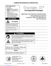 Combustion Research Omega II Installation, Operating, Maintenance And Parts Manual