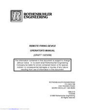 Rothenbuhler Engineering REMOTE FIRING DEVICE Operator's Manual