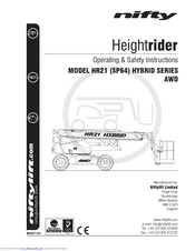 niftylift Height Rider Series Operating/Safety Instructions Manual