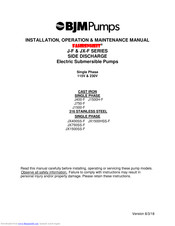 BJM Pumps JX750SS-F Installation, Operation & Maintenance Manual