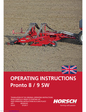 horsch Pronto 9 SW Operating Instructions Manual