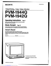 Sony TRINITRON PVM-1944Q Operating Instructions Manual