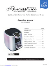 H2O LIFE SOURCE Renaissance REN- HCA2200 Operation Manual