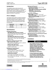 Emerson FISHER MR108 Series Installation Manual
