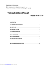 Toa WM-3210 Operating Instructions