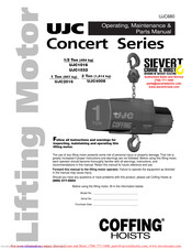Coffing Hoists Concert Series Operating, Maintenance & Parts Manual