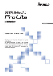Iiyama ProLite T1633MC User Manual