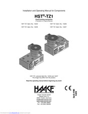 Haake HST-TZ1 Installation And Operating Manual