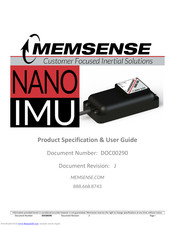 Memsense Nano IMU Product Specification & User Manual