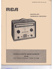 RCA WR-99A Operating And Maintenance Instructions Manual
