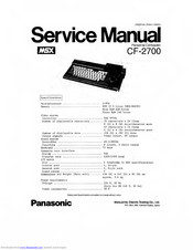 Panasonic CF-2700 Service Manual