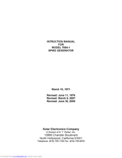 Solar Electronics 7054-1 Instruction Manual
