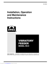 Eriez HS-5 Installation, Operation And Maintenance Instructions