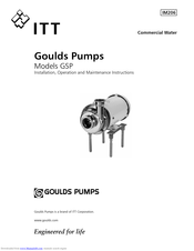 Goulds Pumps GSP Series Installation, Operation And Maintenance Instructions