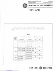Ge AKR Series Maintenance Manual Supplement