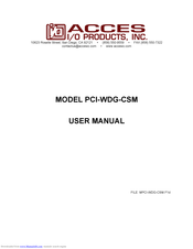 Acces PCI-WDG-CSM User Manual