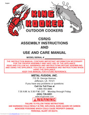King Kooker CSR2G Assembly Instructions And Use And Care Manual