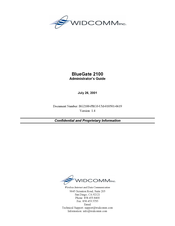 WIDCOMM BlueGate 2100 Administrator's Manual