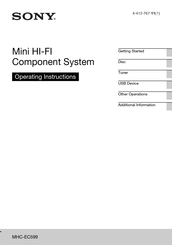 Sony MHC-EC599 Operating Instructions Manual