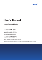 Nec MultiSync UN462VA Manuals | ManualsLib