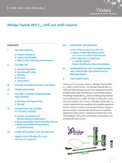 Waters XBridge Peptide BEH C18 Care And Use Manual