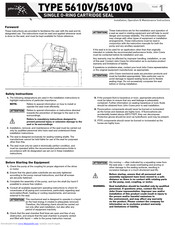 John Crane 5610VQ Installation, Operation & Maintenance Instructions Manual