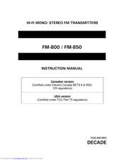Decade FM-850 Instruction Manual