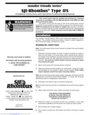 SJE-Rhombus Installer Friendly Series Installation Instructions And Operation/Troubleshooting Manual