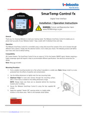 Webasto SmarTemp Control fx Installation And Operation Instructions Manual