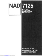 NAD 7125 Instructions For Installation And Operation Manual