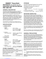 Zimmer 8831-001 Instruction And Service Manual