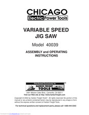 Chicago Electric 40039 Assembly And Operating Instructions Manual