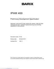BARIX IPAM 400 Preliminary Development Specification
