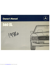 Mercedes-Benz 560 SL 1986 Owner's Manual